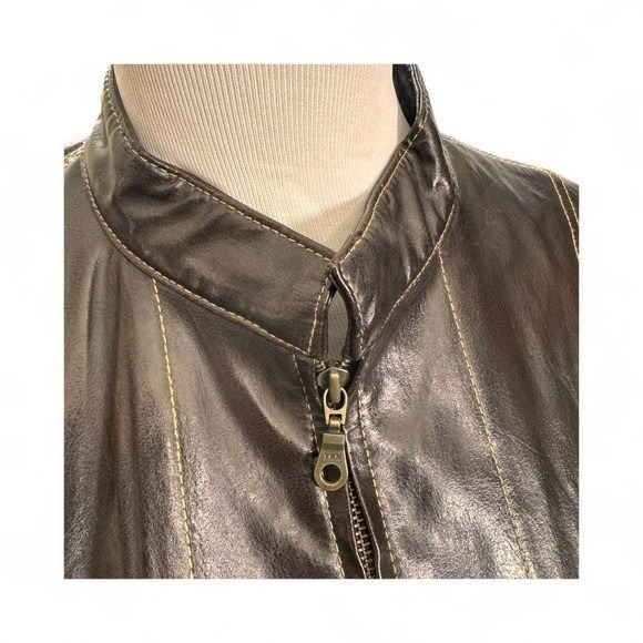Wilsons VTG Maxima Leather Cognac Brown Moto Jacket W/ Contrast Stitching XL 90s - Picture 2 of 15